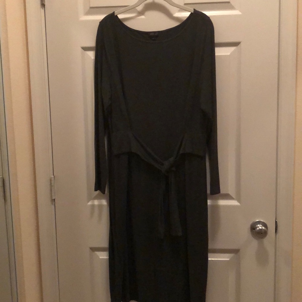 JJill heather grey self-tie belt dress